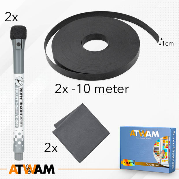 ATWAM Scrum Whiteboard Magneten - 416 delig - voor Whiteboard, Magneetbord - Herschrijfbare Magneten - Scrum Mega Set