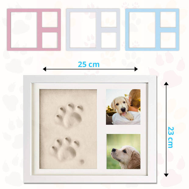 AWEMOZ Fotolijst Kleiafdruk - Gipsafdruk - Pootafdruk Hond - Puppy Speelgoed - 3D Collage - 54 Extra Letters