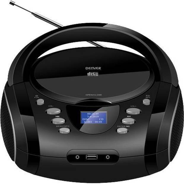 Denver Draagbare Boombox - Bluetooth - DAB Radio - DAB+/FM Radio - AUX/USB/SD - LCD Scherm - TDB10 - Zwart