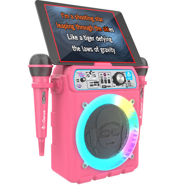 iDance K3V2 Karaoke Set - Bluetooth Party Speaker met Discolicht - Inclusief 2 Microfoons - Roze