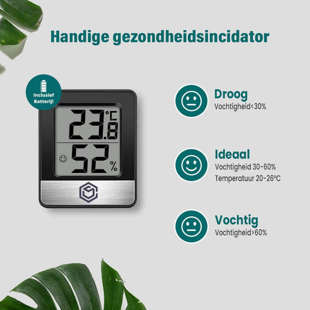 Ease Electronicz Hygrometer - Luchtvochtigheidsmeter - Digitaal Weerstation - Vochtigheidsmeter - Binnengebruik