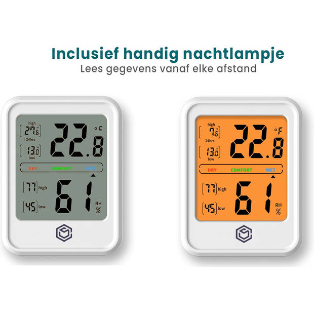 Ease Electronicz Hygrometer wit - Luchtvochtigheidsmeter - Digitaal Weerstation - Vochtigheidsmeter - Thermometer voor B