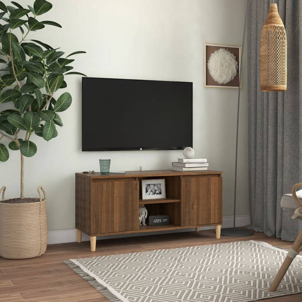 vidaXL Tv-meubel met houten poten 103,5x35x50 cm bruin eikenkleur