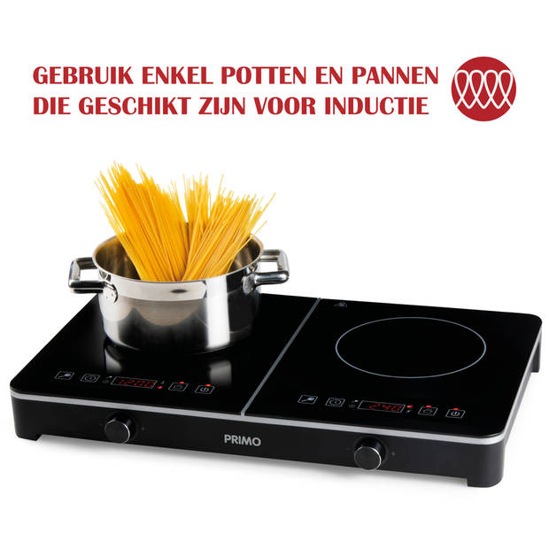 PRIMO PR303IKP Inductie Kookplaat Vrijstaand - Elektrische Kookplaat 2 Pits - 3500W - Zwart