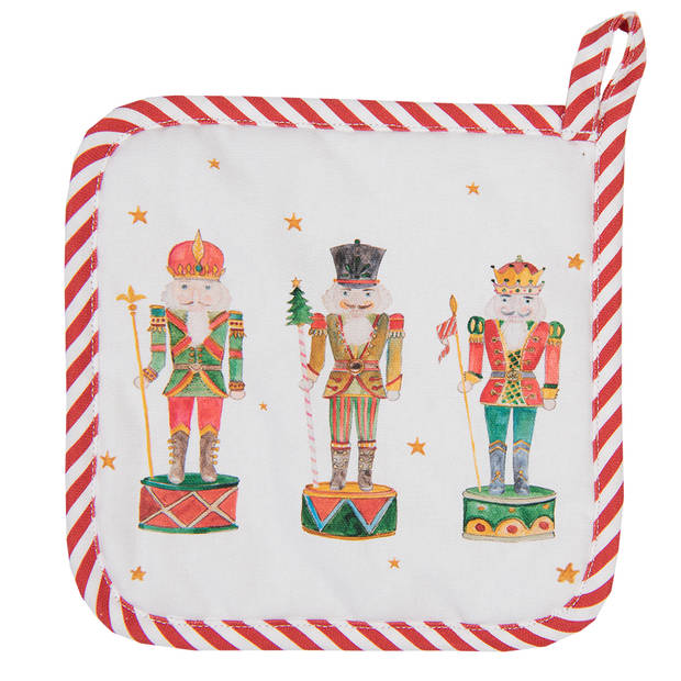 HAES DECO - Set van 2 Pannenlappen voor een kind - 16x16 cm - 100% Katoen - Happy Little Christmas