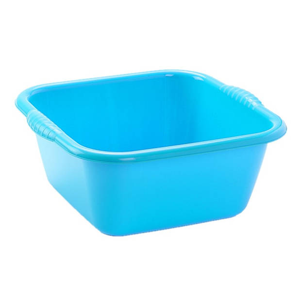 Kunststof teiltje/afwasbak vierkant 20 liter blauw - Afwasbak