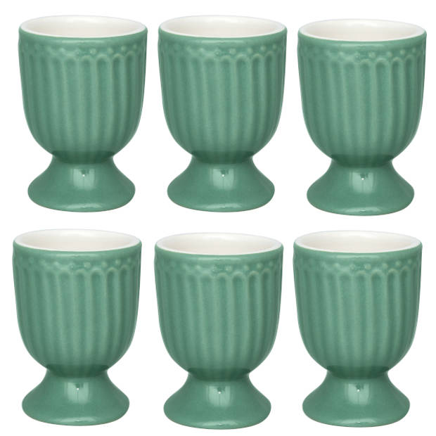 6x GreenGate Eierdoppen Alice Dusty groen Ø 5 cm - 6 stuks