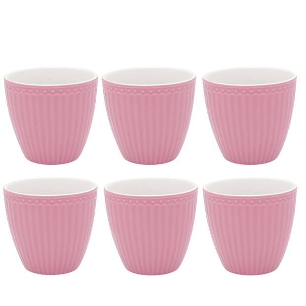 Set van 6x Stuks Beker (latte cup) GreenGate Alice dusty rose 300ml Ø 10cm