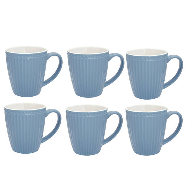 GreenGate Koffiemokken Alice Nordic Sky blauw 350 ml - Set van 6 Stuks