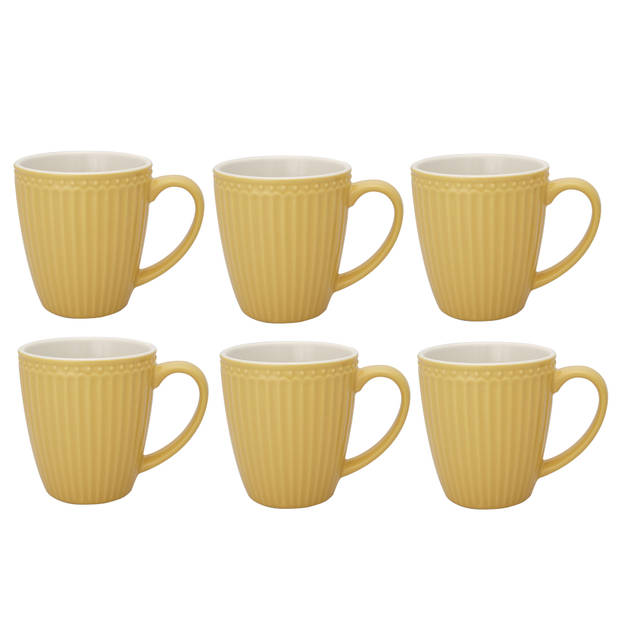 GreenGate Koffiemokken Alice Honing mosterd - Set van 6 Stuks