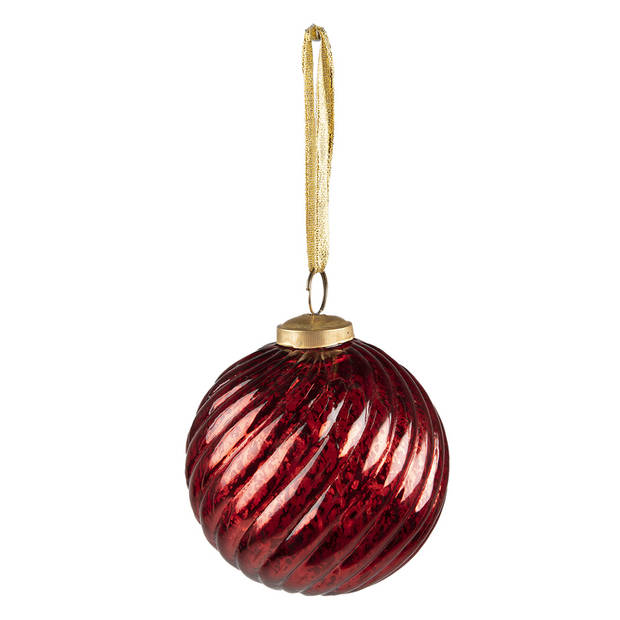 Clayre & Eef Kerstbal Ø 9 cm Rood Glas Kerstdecoratie Rood Kerstdecoratie