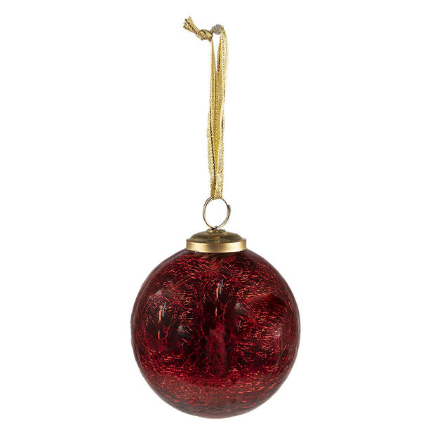 Clayre & Eef Kerstbal Ø 9 cm Rood Glas Kerstdecoratie Rood Kerstdecoratie