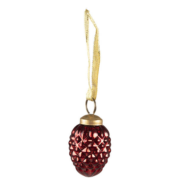 Clayre & Eef Kerstbal Ø 4 cm Rood Glas Kerstdecoratie Rood Kerstdecoratie