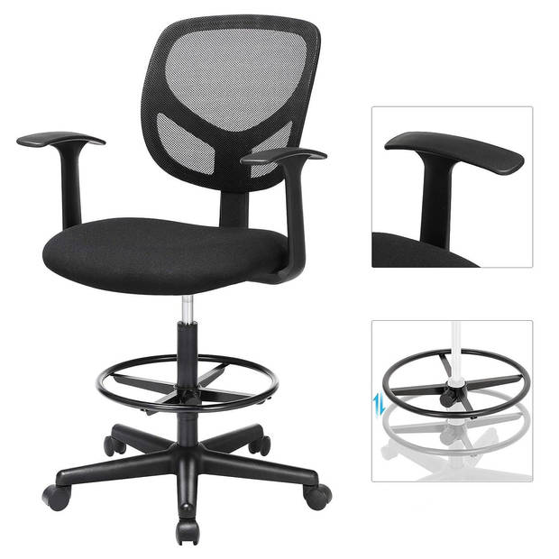 Bobbel Home - Bureaustoel - In hoogte verstelbaar - 360° draaibaar - Zwart