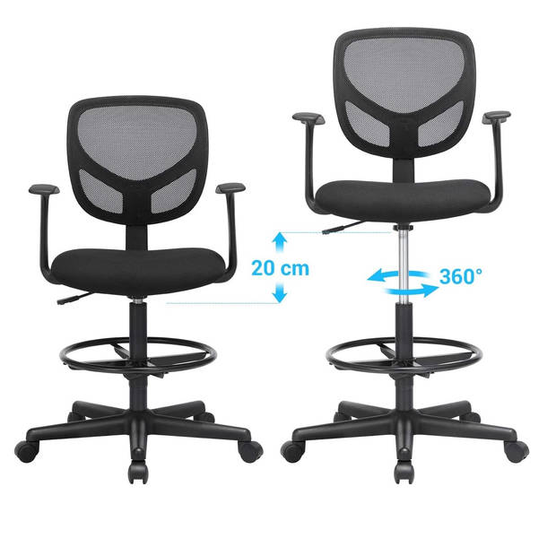 Parya Home ergonomische bureaustoel - zwart - Zithoogte 51,5-71,5 cm