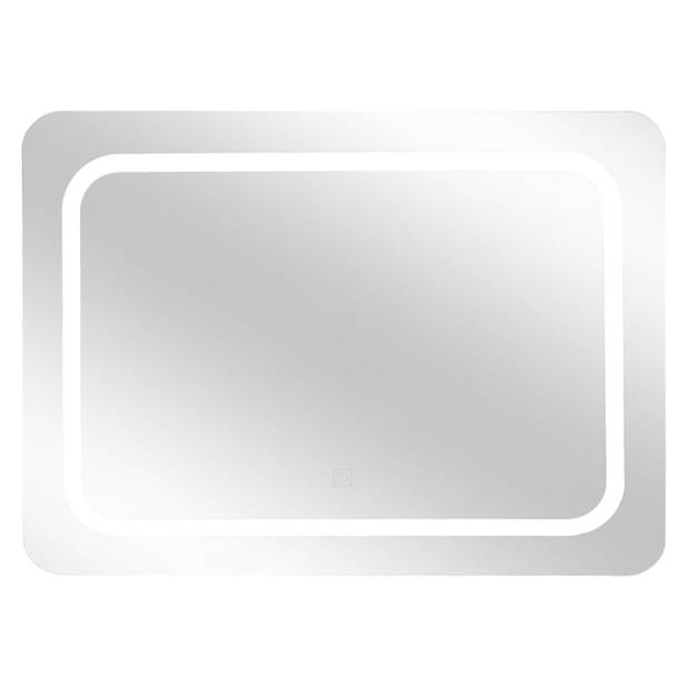 Badkamerspiegel Omega Rechthoek Ledverlichting – Werkt op Batterijen – Touch Schakelaar – 65 x 49 cm