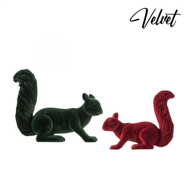 Set van 2 - Velvet Eekhoorn - Groen/Rood