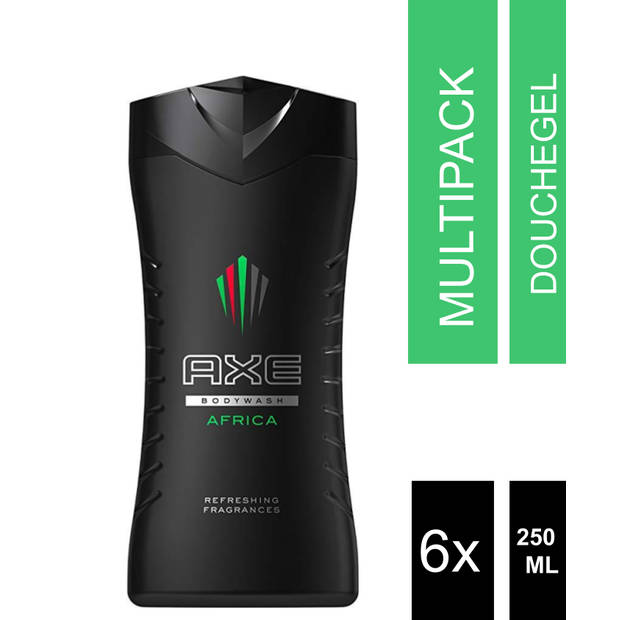 Axe Africa For Men - 6 x 250 ml - Douchegel - Voordeelverpakking