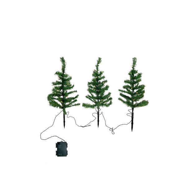 Set van 3 kleine Kunstkerstboompjes 52 cm met LED verlichting