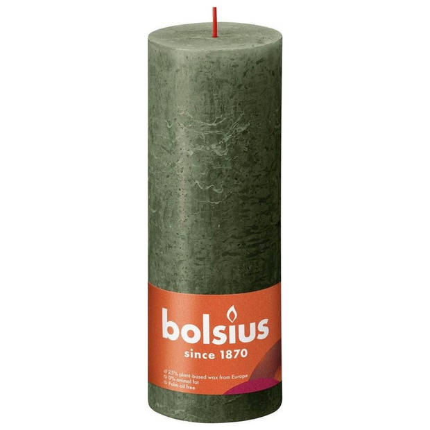 Bolsius Stompkaars Fresh Olive Ø68 mm - Hoogte 19 cm - Olijfgroen - 85 branduren