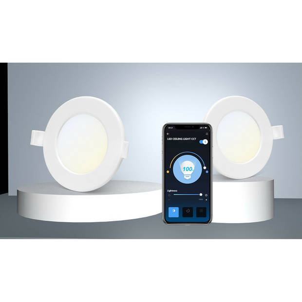 LED Downlight - Smart LED - Wifi LED - Slimme LED - Aigi Zumba - 18W - Warm Wit 3000K - Inbouw Rond - Mat Wit -
