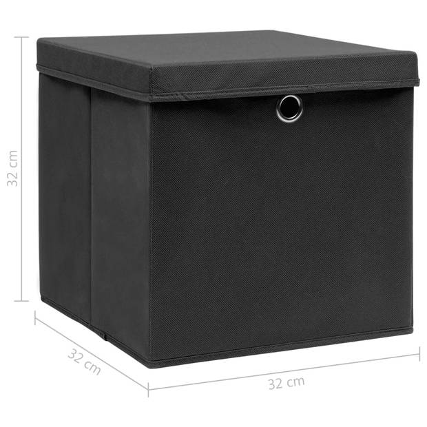 vidaXL Opbergboxen met deksel 4 st 32x32x32 cm stof zwart