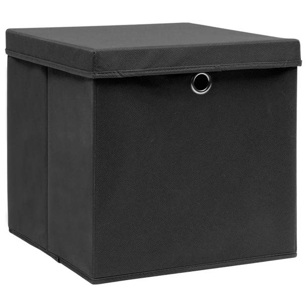 vidaXL Opbergboxen met deksel 4 st 28x28x28 cm zwart