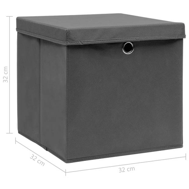 The Living Store Opbergboxen - Grijs - 32 x 32 x 32 cm - Inklapbaar - Nonwoven stof