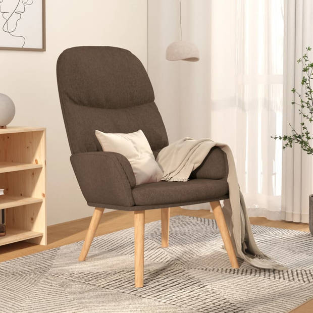 The Living Store Relaxstoel - Dik gevoerd - Zacht aanvoelende stof - Metalen frame en rubberwood poten - Optimaal