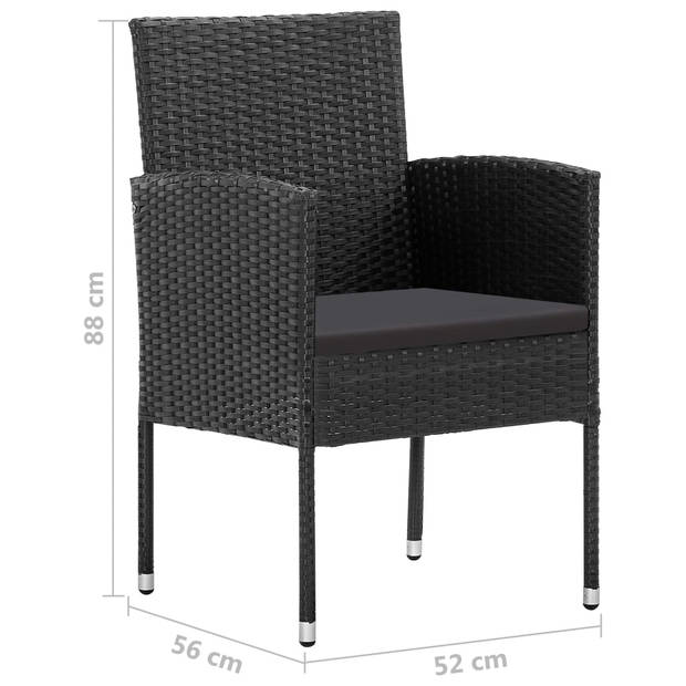 vidaXL 5-delige Tuinset poly rattan zwart