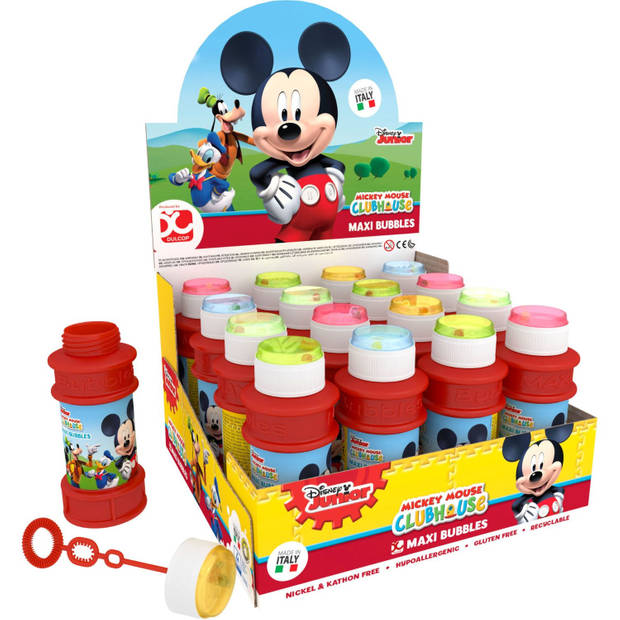 4x Disney Mickey Mouse bellenblaas flesjes met bal spelletje in dop 175 ml voor kinderen - Bellenblaas