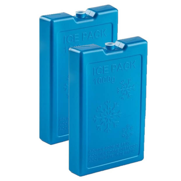 4x stuks 1000 grams koelelementen 22 x 14.5 cm kobalt blauw - Koelelementen