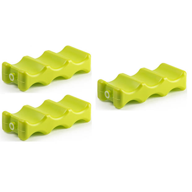 3x stuks koelelementen voor speciaal voor blikjes 22 x 9 cm groen - Koelelementen