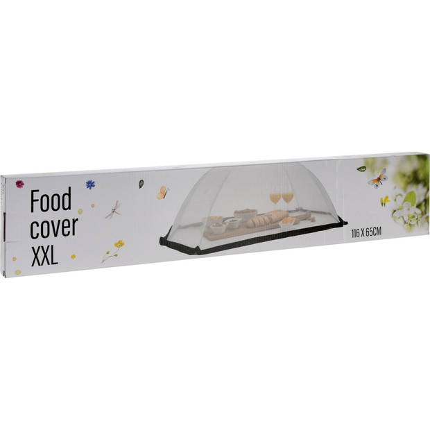 Vliegenkap - wit/zwart - 6-hoekig - 116 x 65 cm - food cover - voedselkap - ongedierte - vliegenkap