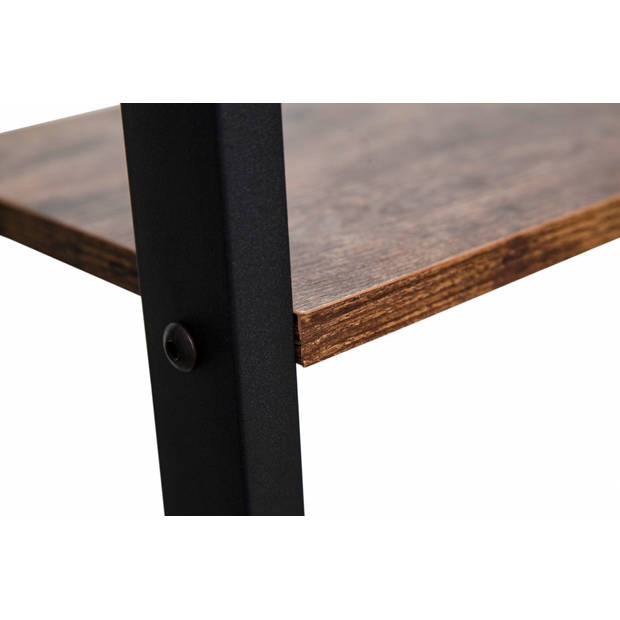 Wandkast Stoer metaal hout industrieel design open boekenkast 137 cm hoog zwart