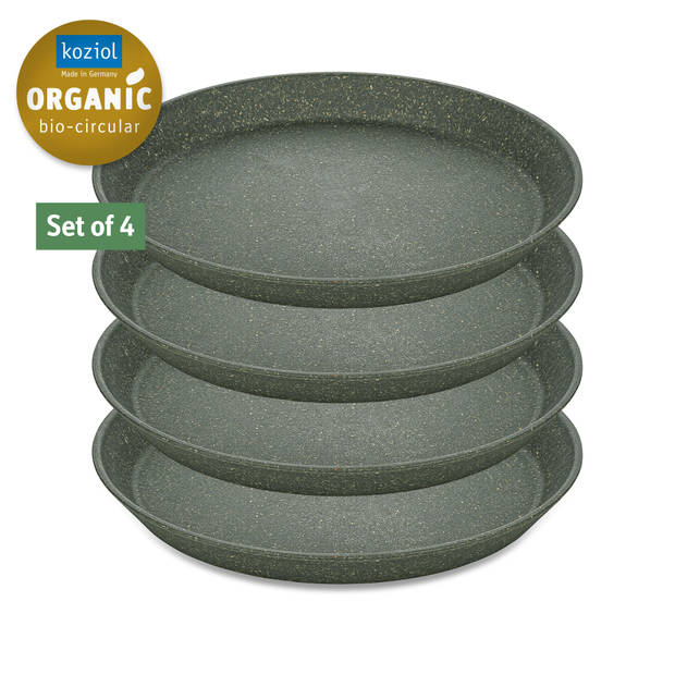 Koziol - Rond bord, 20.5 cm, Set van 4, Organic, As Grijs - Koziol Connect Plate