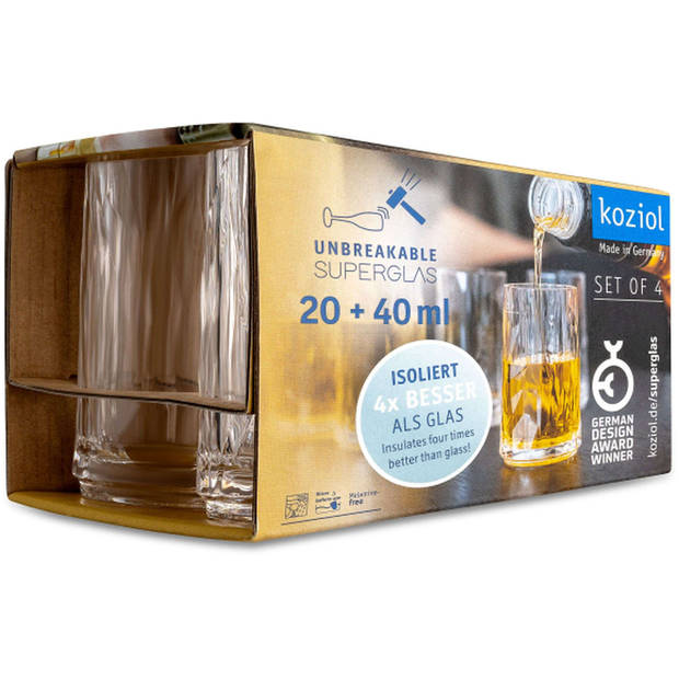 Koziol - Superglas Club No. 07 Shotglas 40 ml Set van 4 Stuks - Kunststof - Transparant