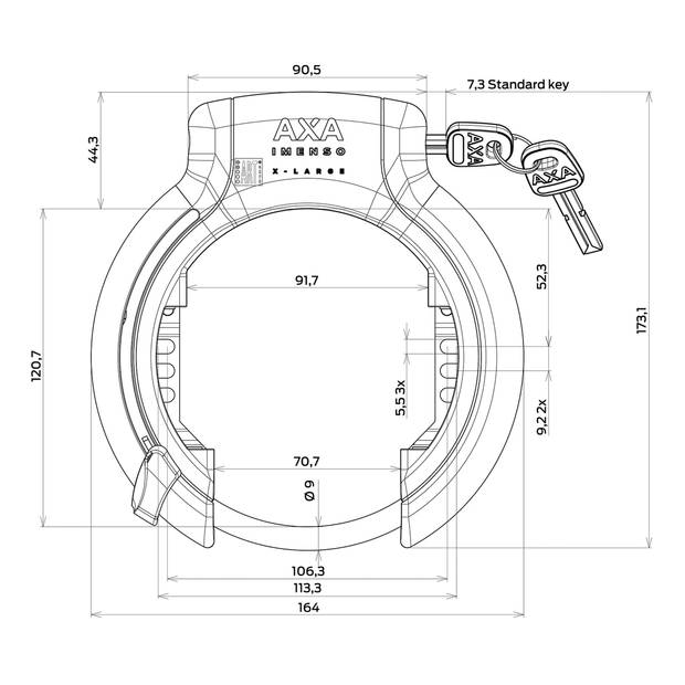 Axa Ringslot Imenso X-Large Zwart (Kaart)