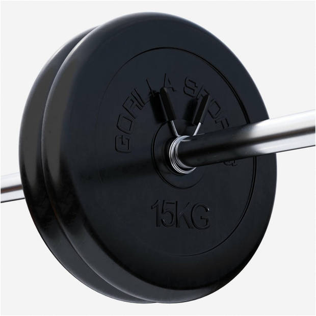 Gorilla Sports Halterschijven Set - Bundel - 30 kg (2 x 15 kg) - Rubber - 30 mm