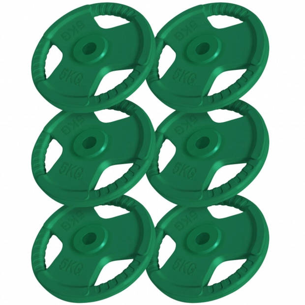 Gorilla Sports Halterschijven Bundel - 6x5kg - Gripper Gietijzer rubber coating