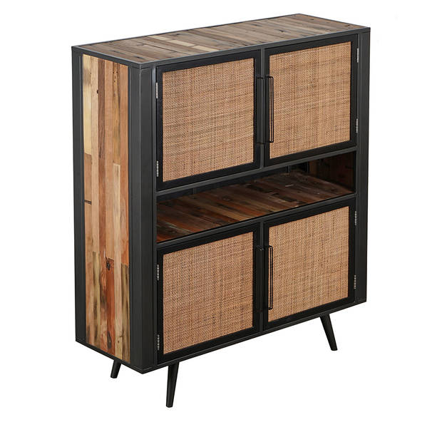 NordicRattan vitrinekast , kast hoog met 1 plank en 4 deuren, naturel.