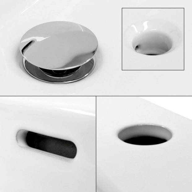 Wastafel, hoekvorm 415x360x130 mm, wit, keramisch - incl. afvoergarnituur met overloop