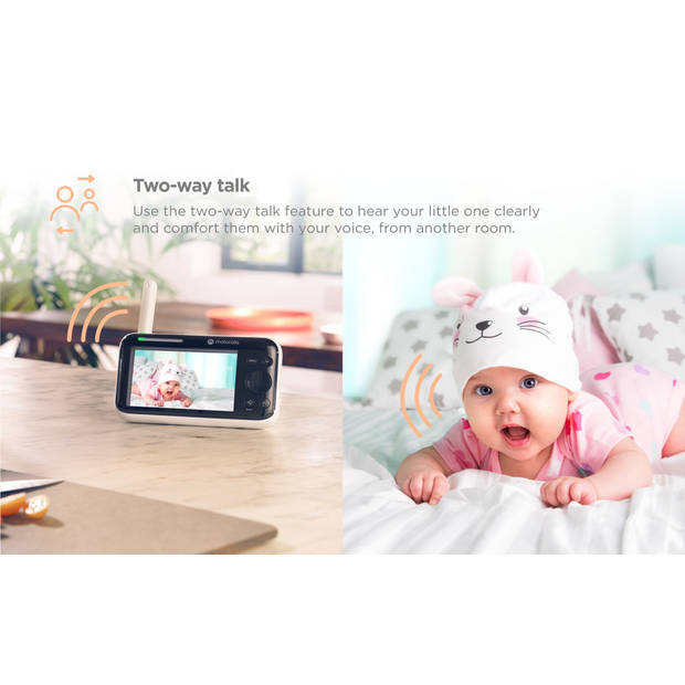 Motorola Baby Monitor met Camera 230V PIP1500 5" - Tweewegcommunicatie - Infrarood Nachtvisie - 300 M bereik - Wit
