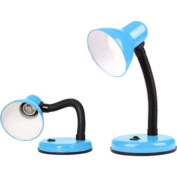 LED Bureaulamp - Velvin Brin - E27 Fitting - Aan/Uit Schakelaar - Flexibele Arm - Blauw