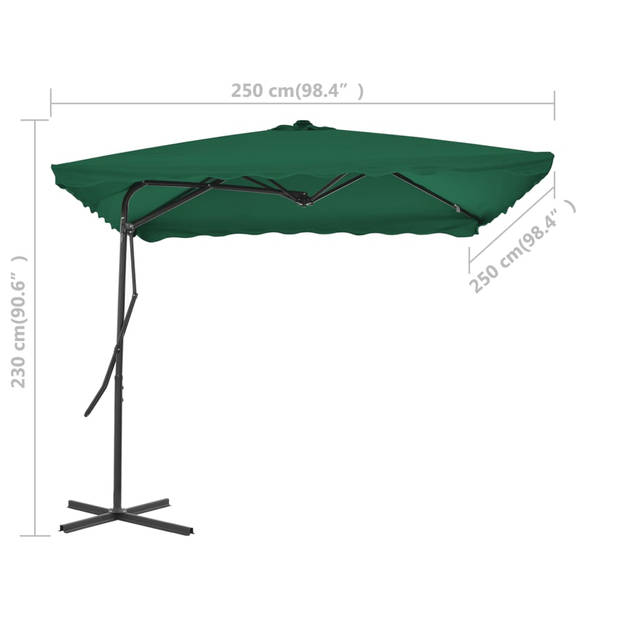 vidaXL Parasol met stalen paal 250x250 cm groen