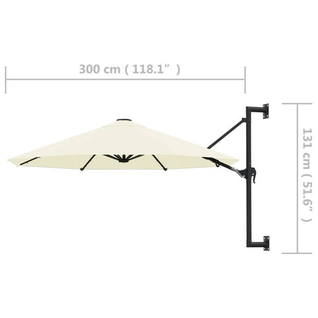 The Living Store Muurparasol Elegante Zand 300x131 cm - UV-beschermend polyester