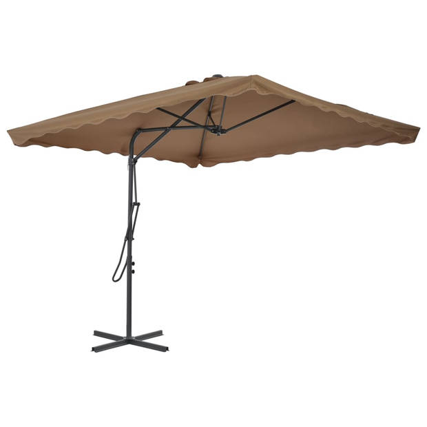 vidaXL Parasol met stalen paal 250x250 cm taupe