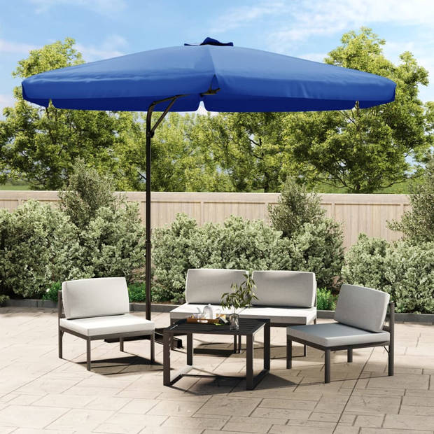 vidaXL Parasol met stalen paal 300 cm azuurblauw