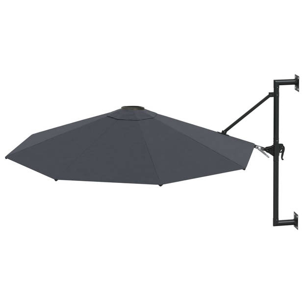 The Living Store Muurparasol Antraciet 300x131 cm - Uv-beschermend polyester - Inclusief wandbevestiging