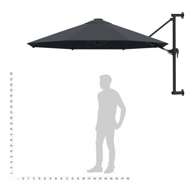 vidaXL Wandparasol met metalen paal 300 cm antraciet